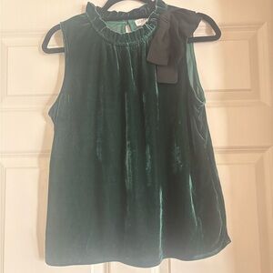J. Crew Green Velvet Sleeveless Blouse